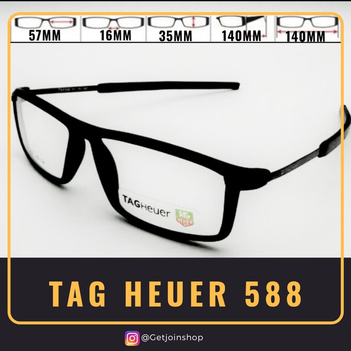 Frame Kacamata Tag Heuer Th 588 Full Hitam Crmc Supershine New