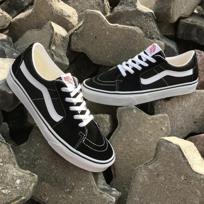 PROMO SEPATU VANS SK8 LOW BLACK WHITE ORIGINAL