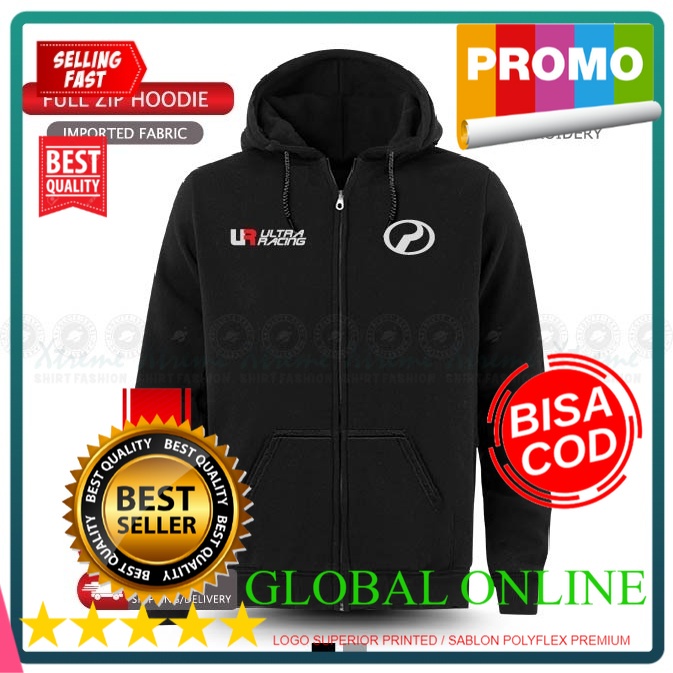 Zipper Hoodie Jackaet Sulam -Embroidery Mercedes Baju logo Sulam