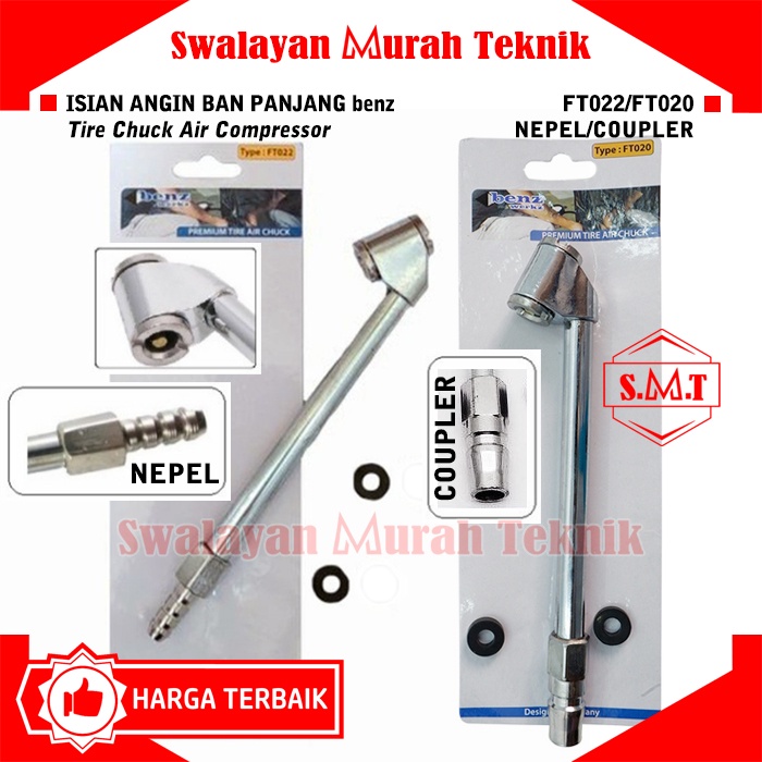 Jual BENZ FT022 / FT020 Isian Angin Ban Panjang Tire Chuck Air Kompresor Nepel / Coupler