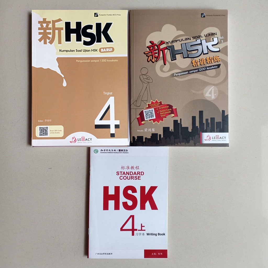 Jual Paket Buku HSK 4 Kumpulan Soal Ujian & Writing Book (3 Jilid + QR ...