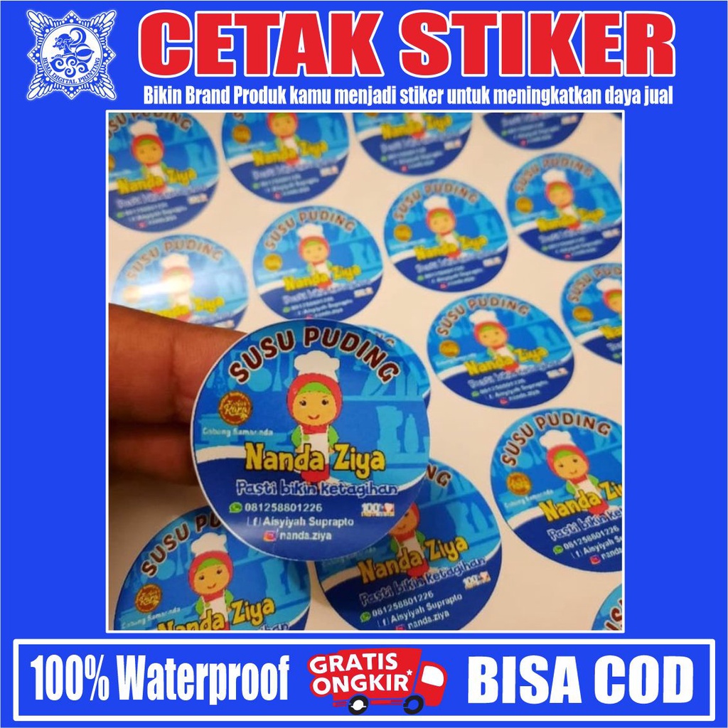 Jual Cetak Stiker Label Makanan Minuman Olshop Toko Assesoris Bentuk Bulat Kotak Pola Custom 1408