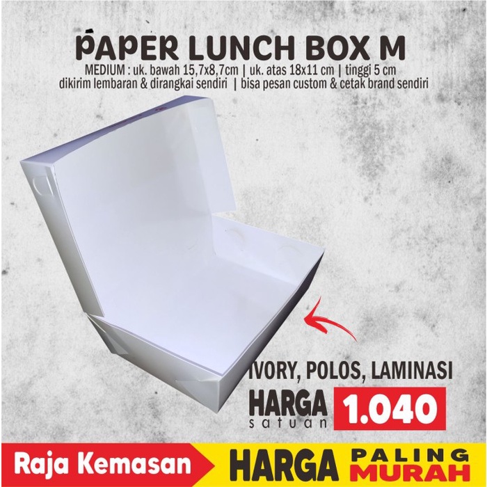 Jual set-box-lunch- paper lunch box medium polos anti minyak -lunch-box ...