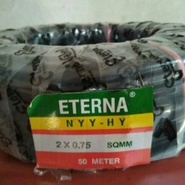 Jual KABEL LISTRIK NYYHY ETERNA 2x0,75 2x0.75 KABEL SERABUT HITAM 1 ...