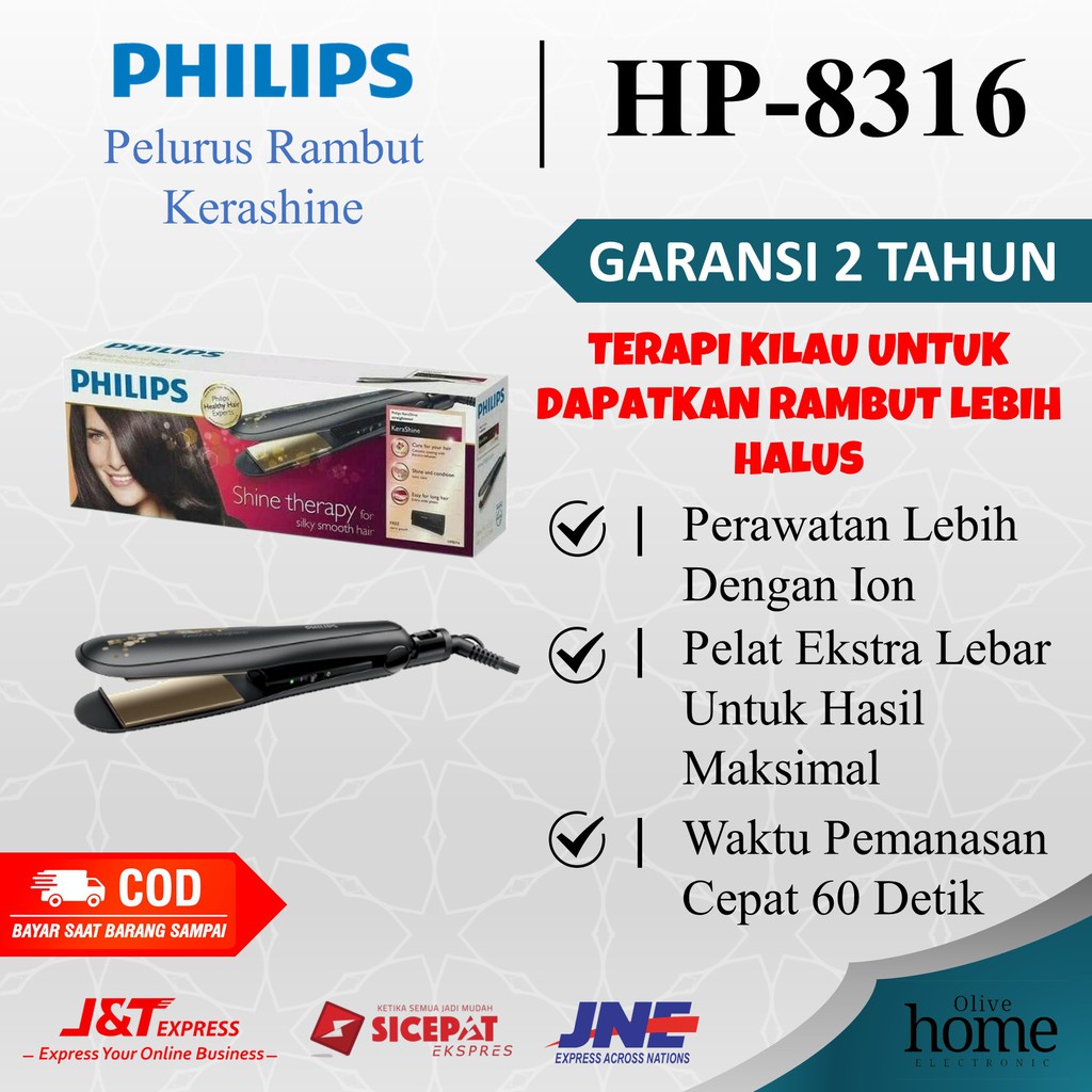 Jual Catokan Rambut Curly Philips Kerashine Straightener HP 8316