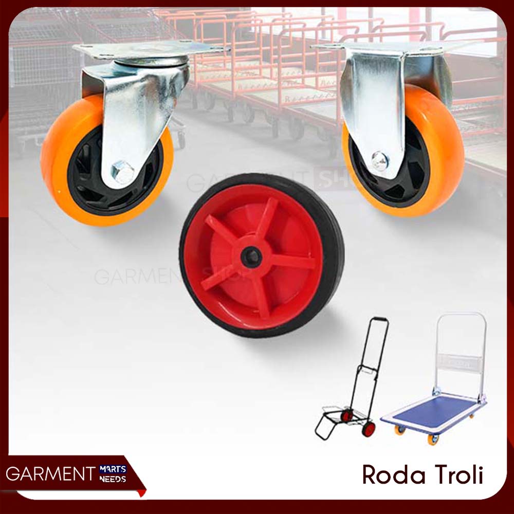 Jual Roda Troli Barang Inch Hand Truck Trolley Ban Karet Dorongan Gerobak Tebal Shopee Indonesia