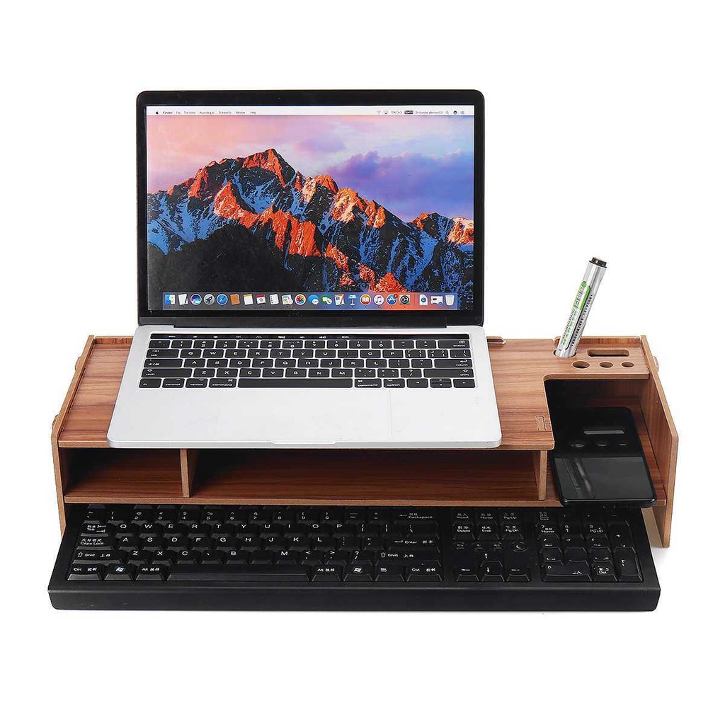 Jual Stand Laptop Kayu Dengan Laci Rak Alat Tulis Tempat HP Keyboard ...