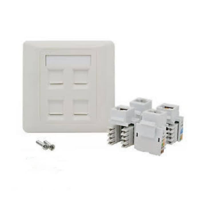 Jual faceplate/wallplate UTP/RJ45/LAN 4 port/hole+modular+outbow box ...