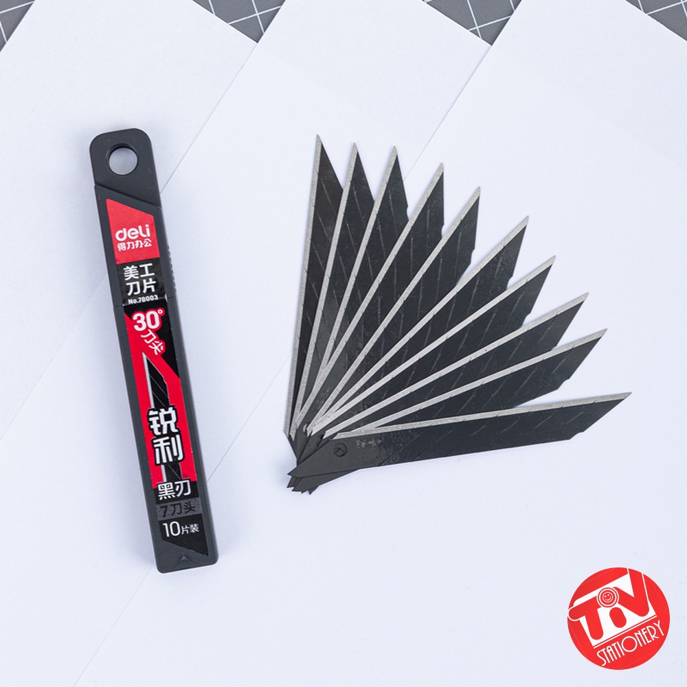 Jual Refill / Isi Cutter Deli Black Blade 30 Derajat (1 Pack = 10 Pcs ...