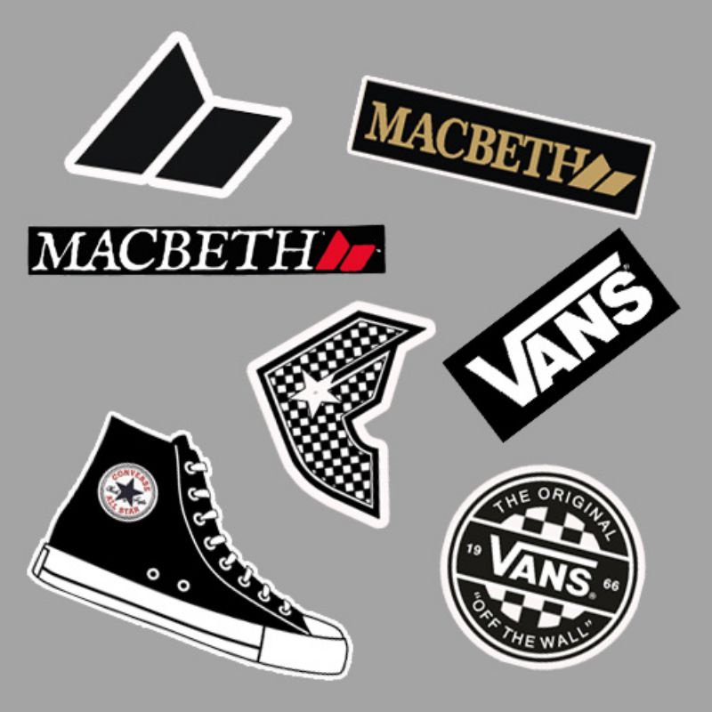 Sticker Vans Converse Macbeth Famous pack Anti air dan daya rekat kuat