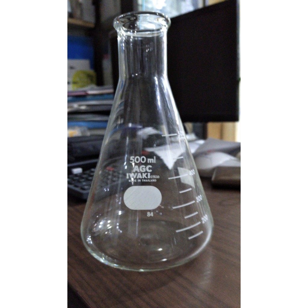 Jual Erlenmeyer Erlenmeyer Flask Conical Glass Iwaki 500 Ml Shopee Indonesia 6699