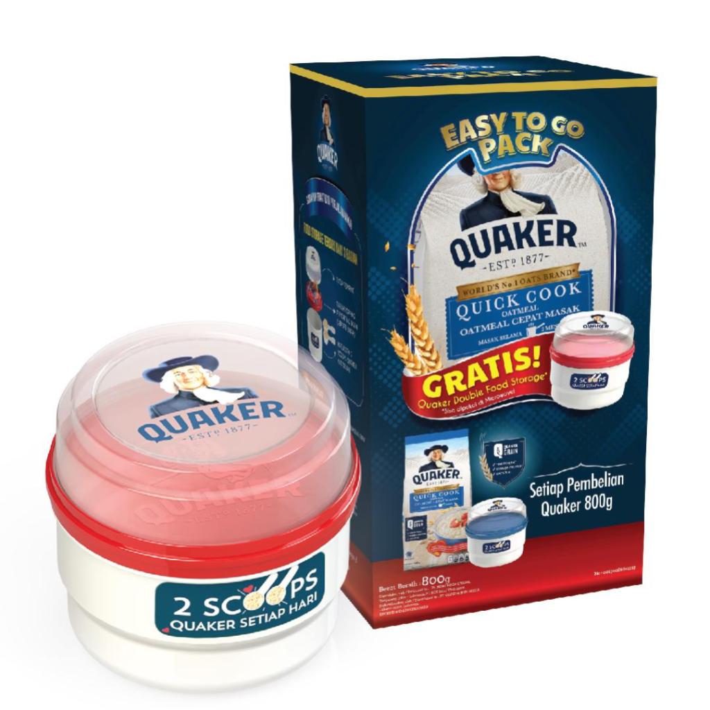 Jual Quaker Quick Cooking 800 gr (Free Double Food Storage) | Shopee ...