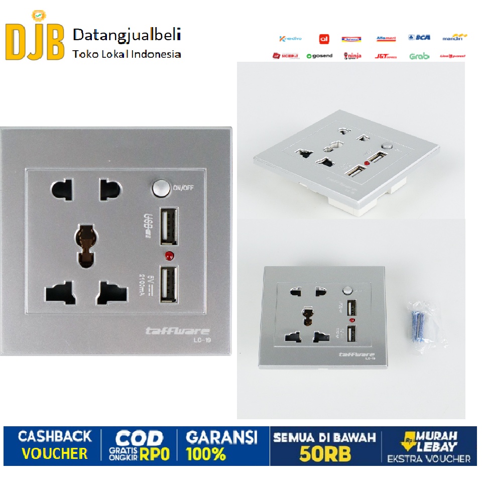 Jual Stop Kontak Universal UK EU US 2 Port USB dengan On Off Switch ...