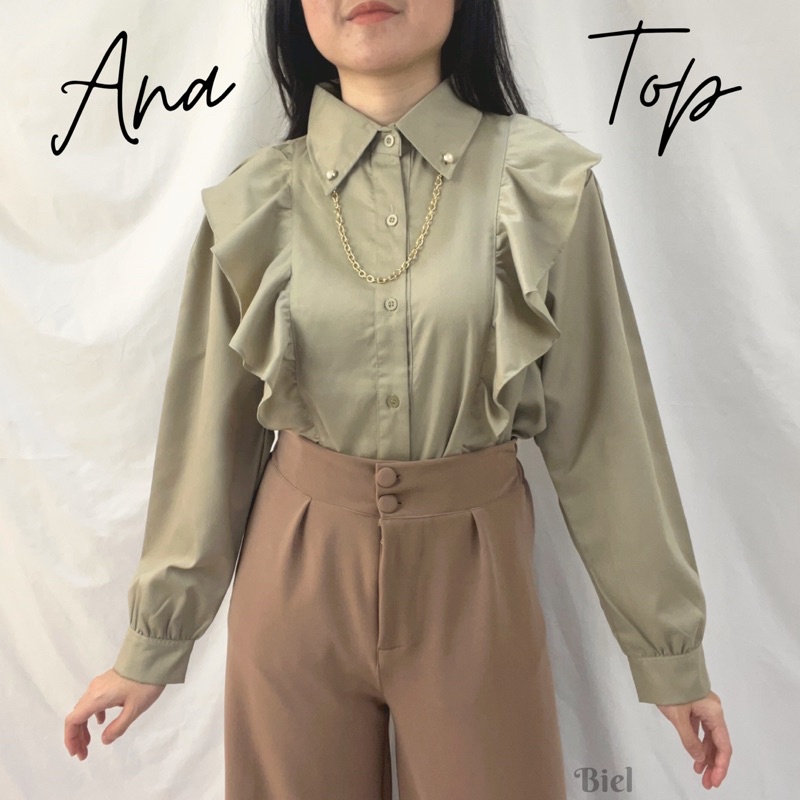 Jual Ana Top Kemaja Kerja Blouse Atasan Wanita Korean Style By Biel The ...