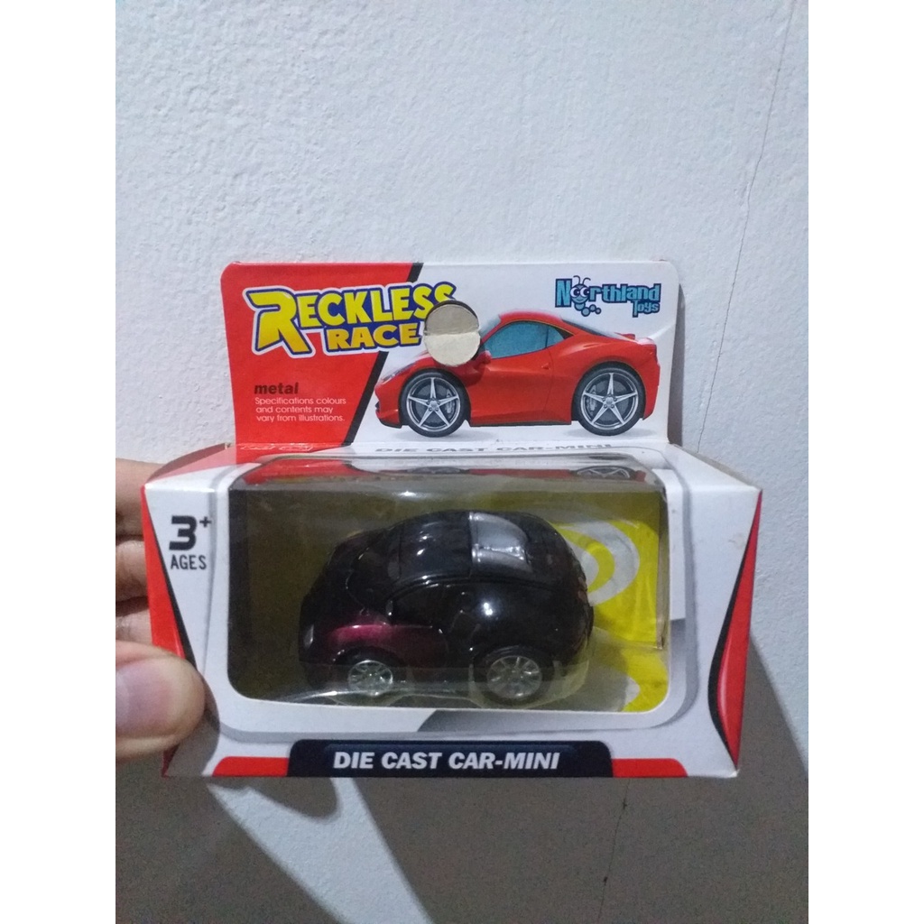 Jual NORTHLAND DIECAST CAR MINI FERRARI BUGATTI HITAM PULL BACK