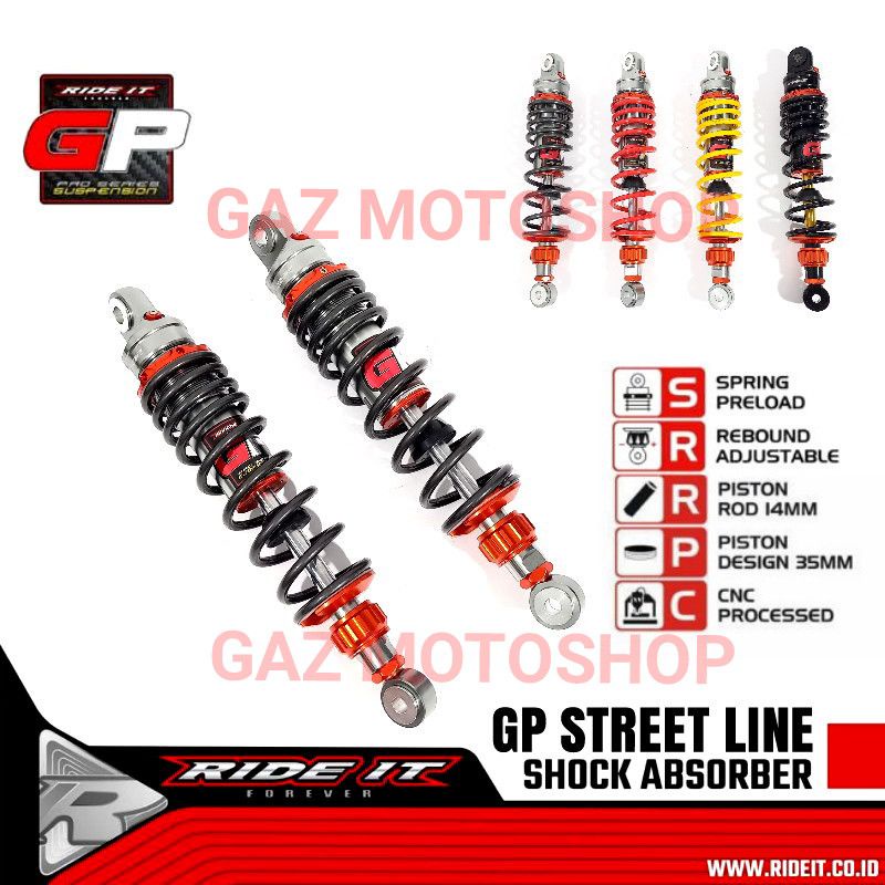 Jual RIDE IT Shockbreaker GP Street Line copy ktc razor pro Shock 280mm ...
