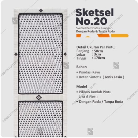 Jual Free Kaki Penyangga Sketsel Rotan Model Pembatas Penyekat Partisi