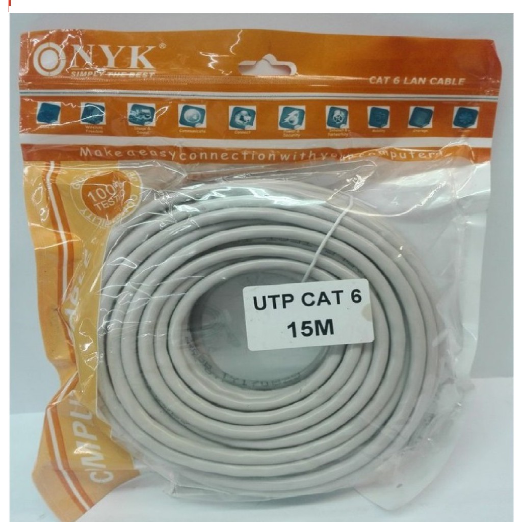 Jual Kabel Lan UTP CAT 6 cat6 Panjang 15 Meter NYK 15M | Shopee Indonesia