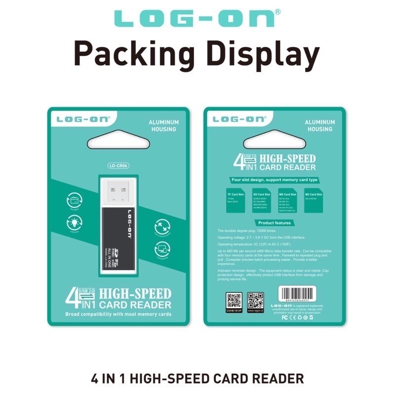Jual CARD READER LOG ON LO-CR06 HIGH SPEED 4 IN 1 USB 2.0 | Shopee ...