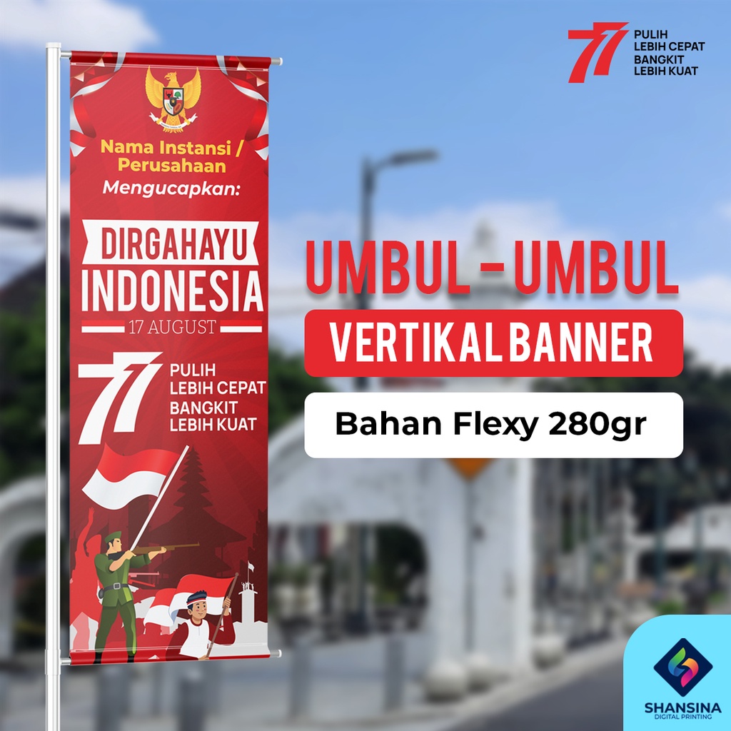 Jual UMBUL UMBUL HUT RI / VERTIKAL BANNER KEMERDEKAAN / SPANDUK
