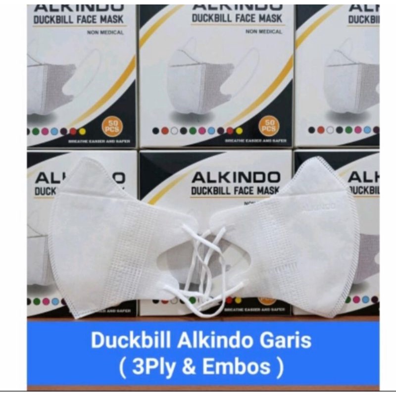 Jual Masker DUCKBILL Putih 3ply Isi 50pcs ALKINDO Emboss Earloop Dewasa ...