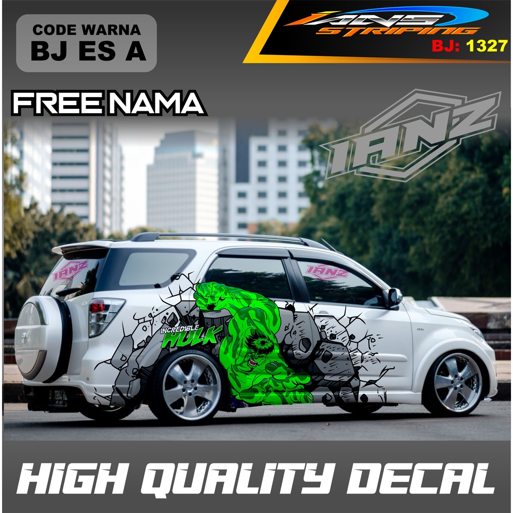 Jual STIKER DECAL MOBIL TERIOS MOTIF HULK / DECAL STICKER MOBIL AVANZA