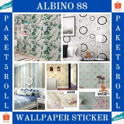 Jual PAKET PROMO 5 ROLL Wallpaper Stiker Dinding Wallpaper Stiker Ruang ...