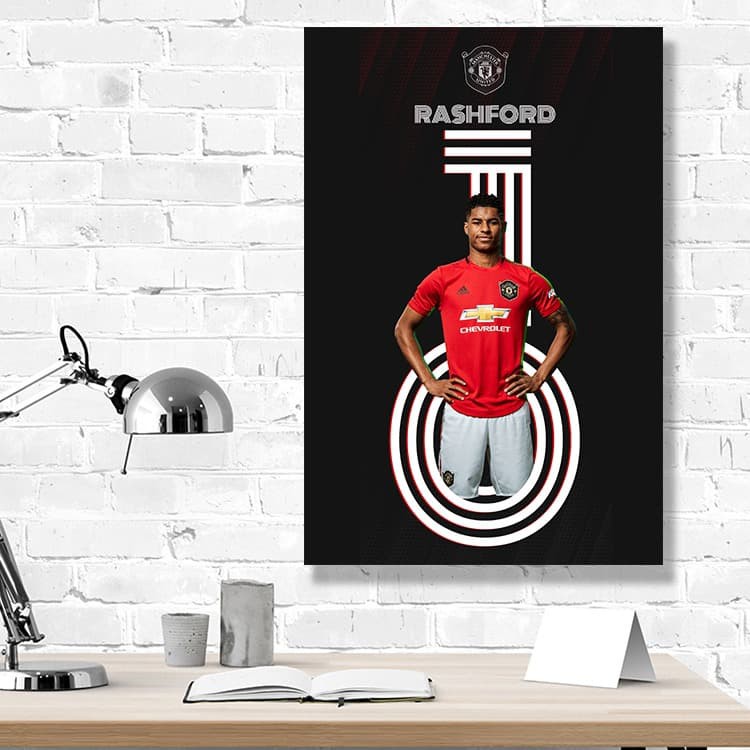 Jual Poster Manchester United Frame kayu bola A3 (31x46cm) MARCUS ...