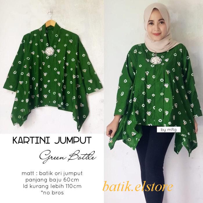 Jual Blouse Batik Wanita Kartini Jumputan Warna Hijau Green Bottle ...