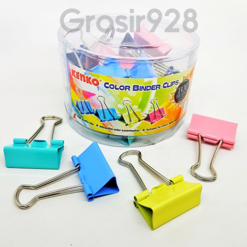 Jual Color Binder Clips Penjepit Kertas Warna Kenko No 155 Per 24 Bh Shopee Indonesia 1556