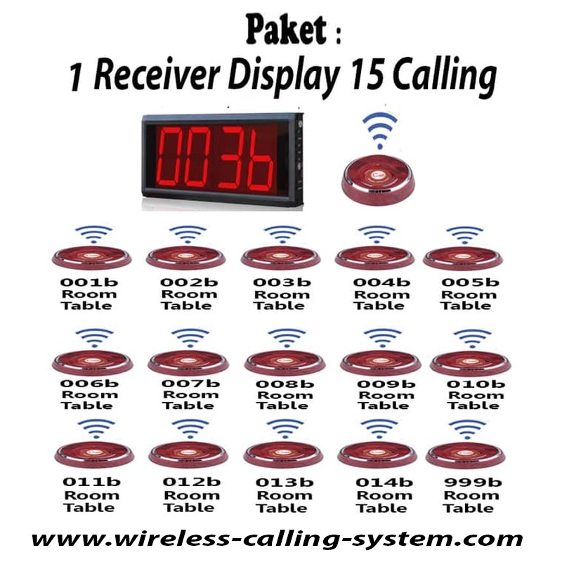 Jual Wireless Calling System (Paket 1 Receiver 15 Calling Button ...