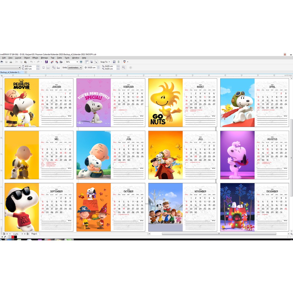 Jual Kalender SNOOPY 2026 Movie Calendar Meja Duduk Bisa Custom Desain ...