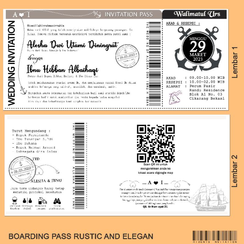 Jual Undangan Pernikahan Tema Boarding Pass | Shopee Indonesia