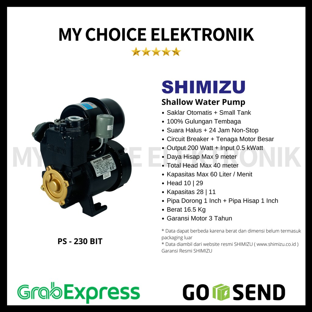 Jual Shimizu Pompa Air PS-230 / Ps-230 Bit | Shopee Indonesia