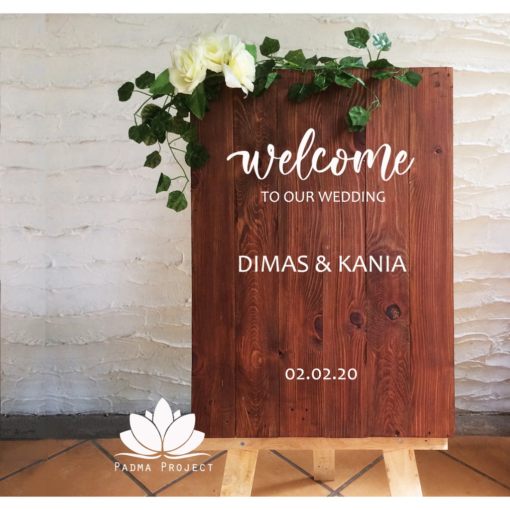Jual Welcome Wedding Sign Kayu Termasuk Bunga, Tdk Termasuk Tripod ...
