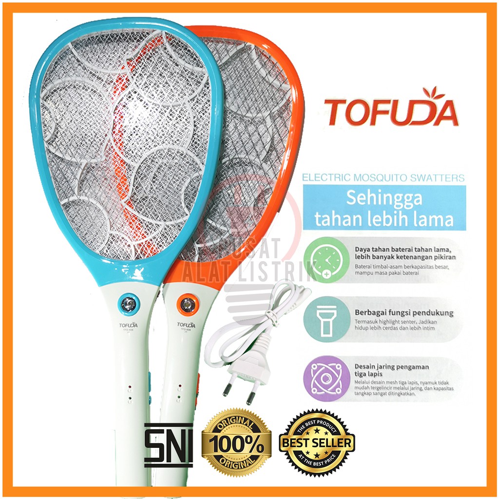 Jual RAKET NYAMUK CAS TOFUDA RECHARGEABLE SENTER LED | Shopee Indonesia