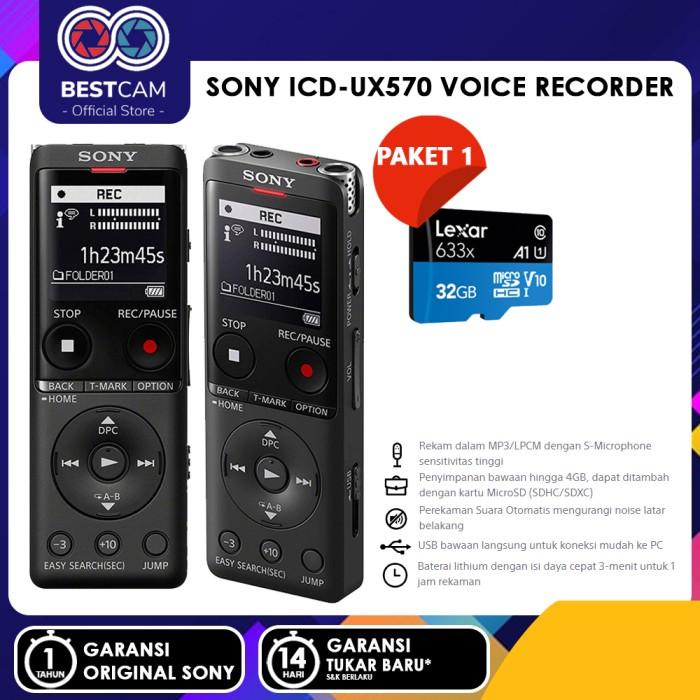 Jual Recorder Sony IcdUx570F Stereo Digital Voice Recorder BuiltIn
