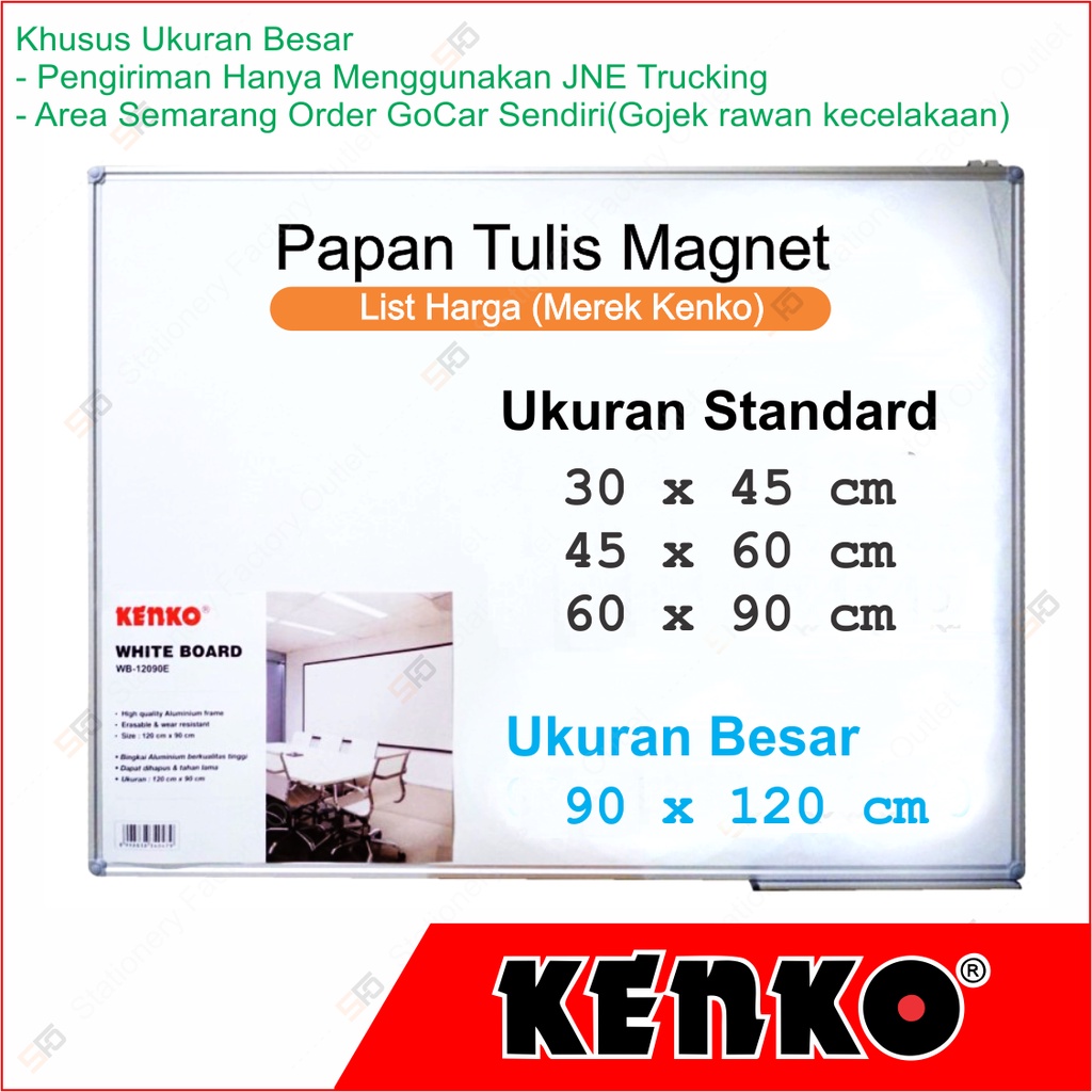 Jual Papan Tulis Magnet Kenko 60 X 90 Cm Magnetic Whiteboard Shopee