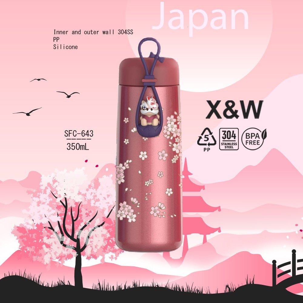 Jual Botol Minum Termos Tumbler Sakura 350ML X&W SFC 643 | Shopee Indonesia