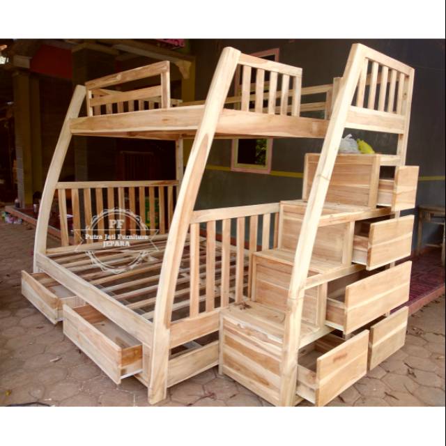 Jual Bunkbed Dipan Anak Kayu Jati, Ranjang Tingkat Untuk Anak Model ...