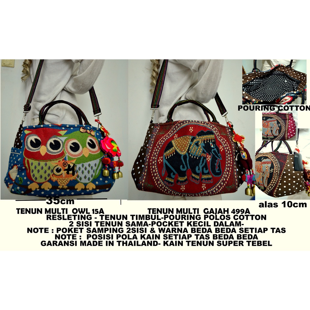 Jual TAS PROMO/TAS CUCI GUDANG/tas teNUN GAJAH OWL CAT THAILAND/tas