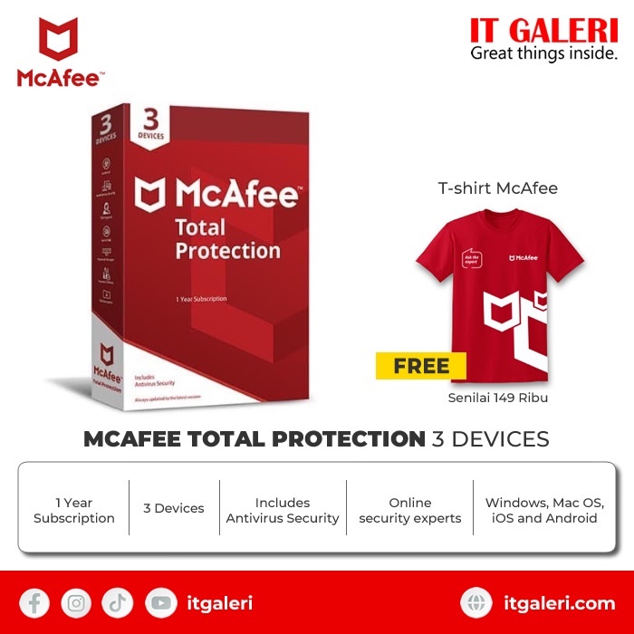 Jual McAfee Total Protection Antivirus ORIGINAL [3 Device - 1 Year ...