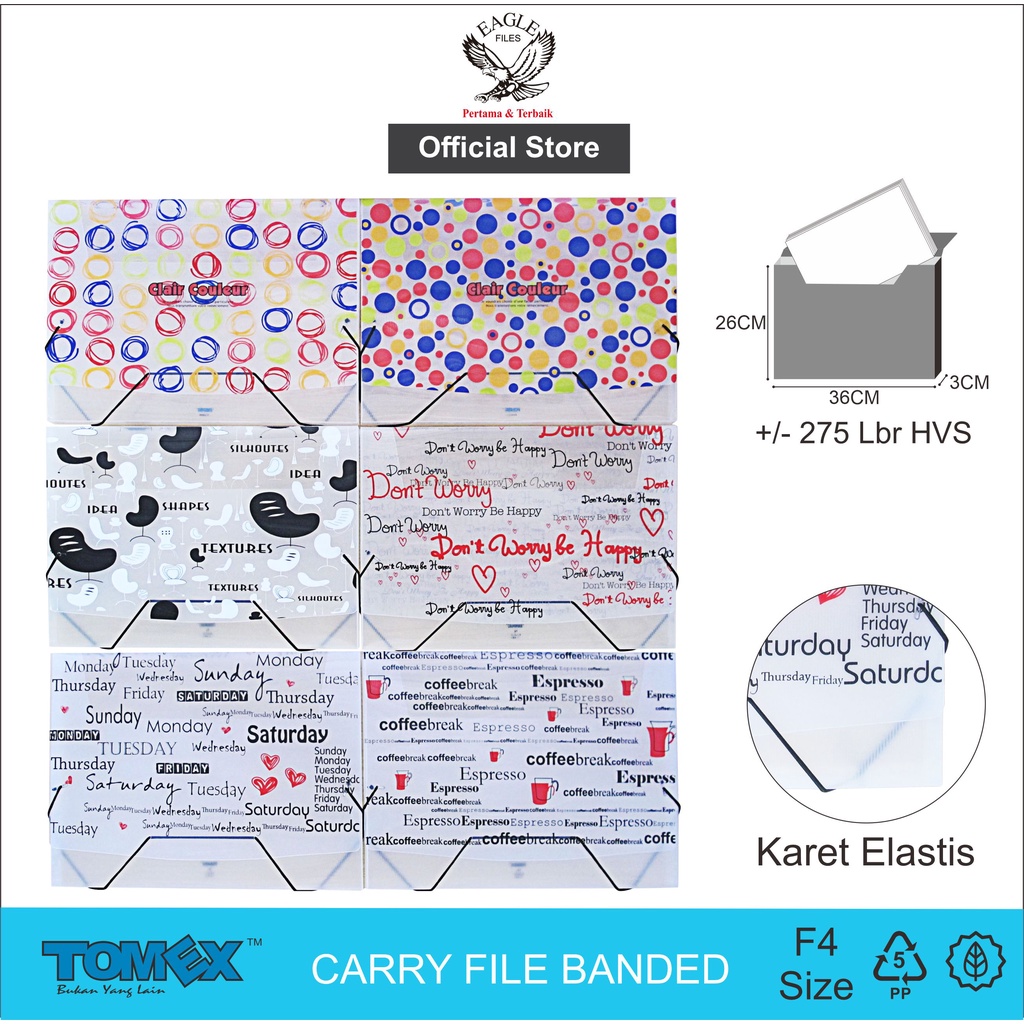 Jual Carry File Box TOMEX F4 2 Kancing Motif MIXED Tebal 3 Cm File Case ...
