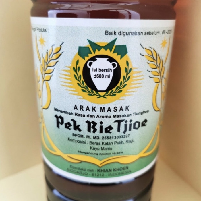 Jual Ready Arak Putih Arak Masak Pek Bie Tjioe 600Ml Shopee