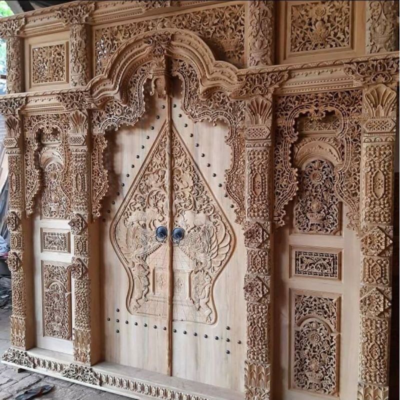 Jual Pintu Gebyok Ukir Jepara Kayu Jati Asli Model Wayang Kelir Shopee Indonesia