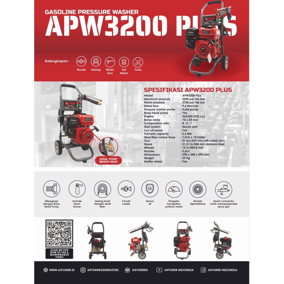 Jual Jet Cleaner IPOWER APW3200 Plus / Gasoline High Pressure Washer