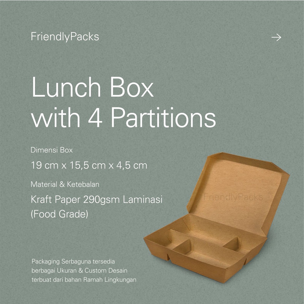 Jual Lunch Food Box with Partition / Kotak Makan / Dus Nasi dengan