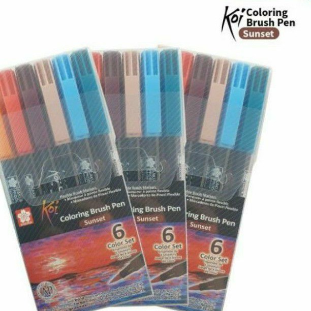 Jual Sakura koi coloring brush pen set sunset 6 clr | Shopee Indonesia