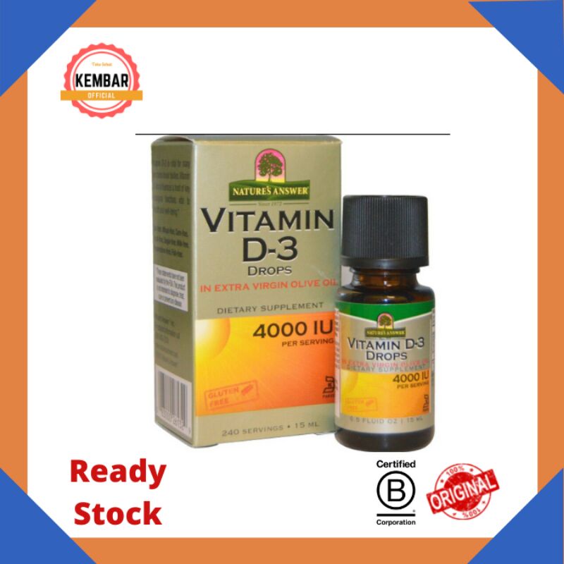 Jual NATURE'S ANSWER , Vitamin D3 Drops 4000 IU , 0.5 fl oz ( 15 ml