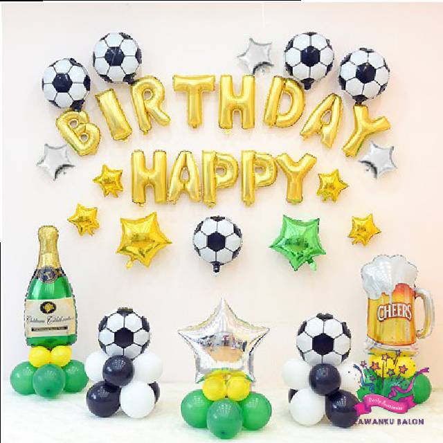 Jual HAPPY BIRTHDAY SEPAK BOLA DEKORASI/SOCCER BALL BALON FOIL/BALON